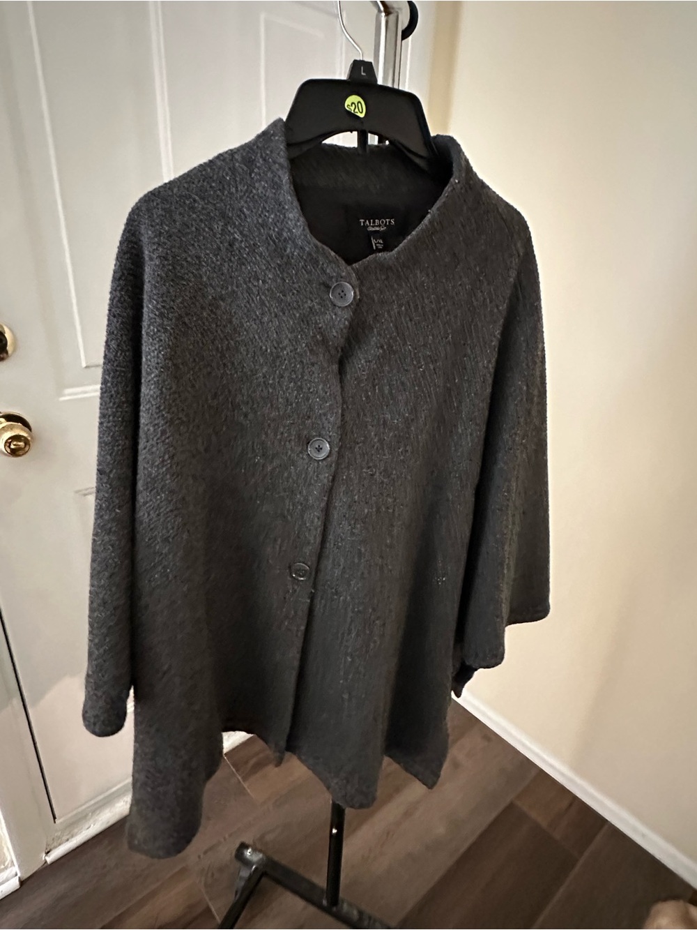 Talbots Charcoal Gray Button-Front Women's Poncho Sweater